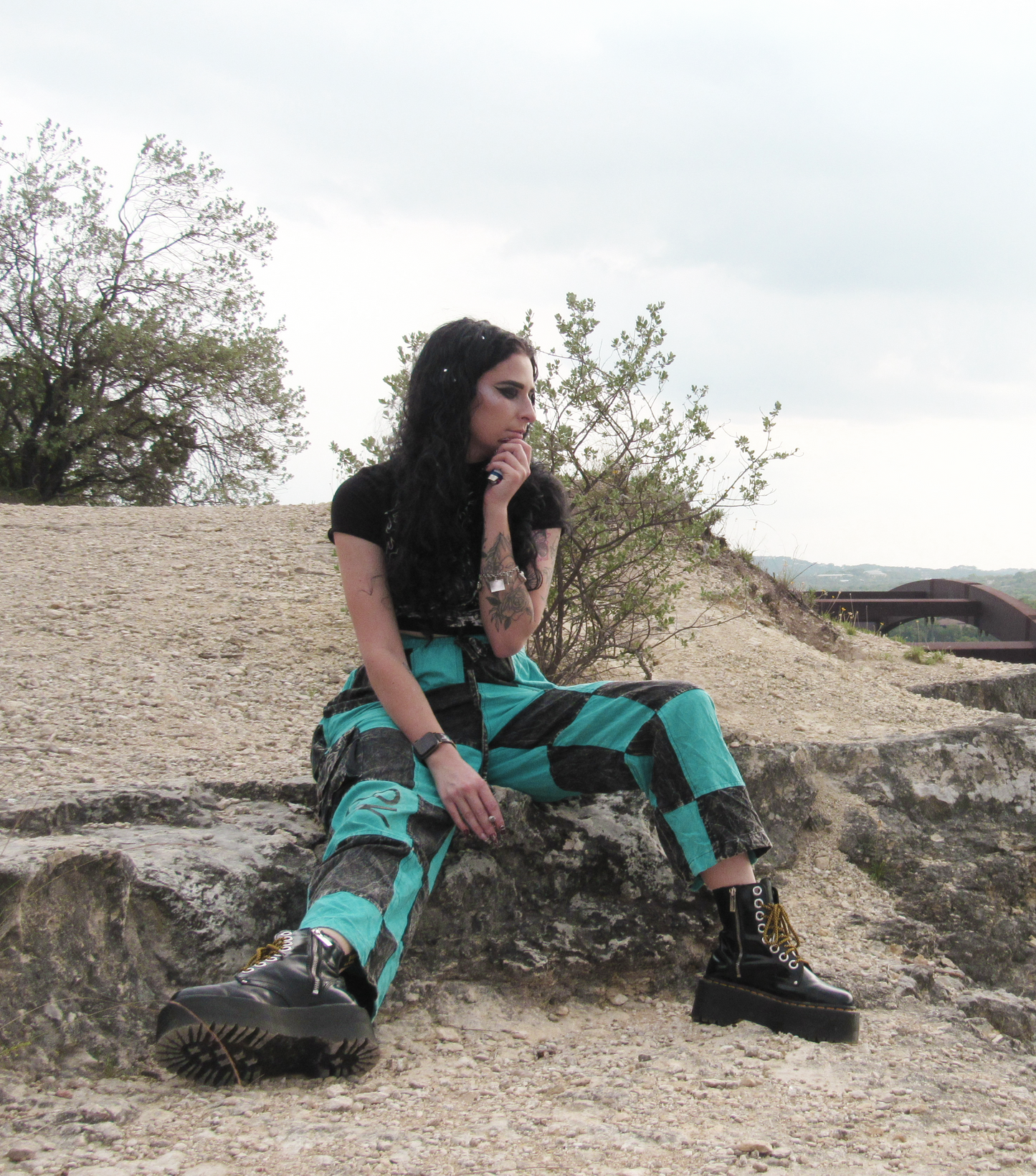 Duality Blue & Black Checkered Yoga Pants