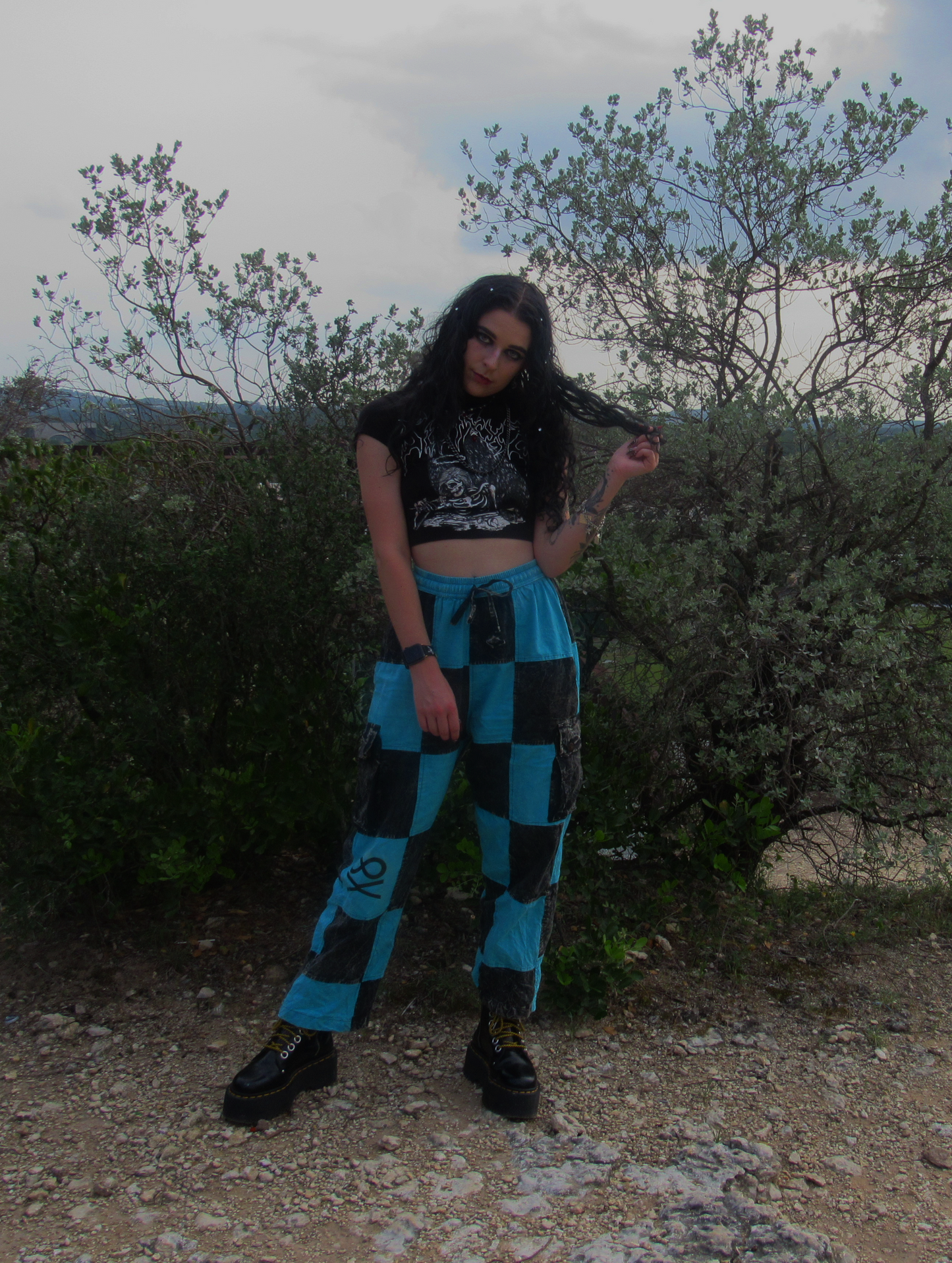 Duality Blue & Black Checkered Yoga Pants